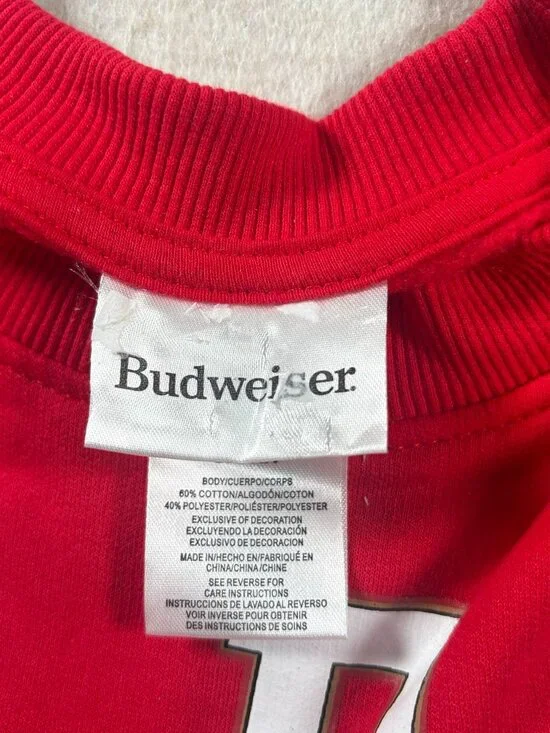 Budweiser Red Crewneck Sweatshirt King Logo Graphic Pullover NWOT Small - Picture 4 of 5